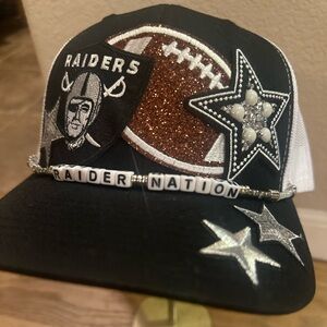 Black and Silver Raiders Nation Trucker Patch Hat